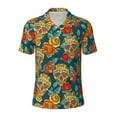thumbnail image 2 of Daiia Skull And Flowers Pattern Men’s Polo Shirts,Solid Deck Shirt,Classic Fit, Breathable Cotton Polo for Casual and Sport Wear-Large, 2 of 7