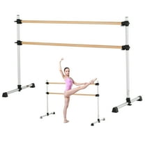 VEVOR Ballet Barre, 6 Ft Double Beechwood Barre Bar for Home, Freestanding Portable Ballet Stretching Dance Bars, Height Adjustable Anti-Wobble Fitness Gym Equipment, for Pilates Balance Workout