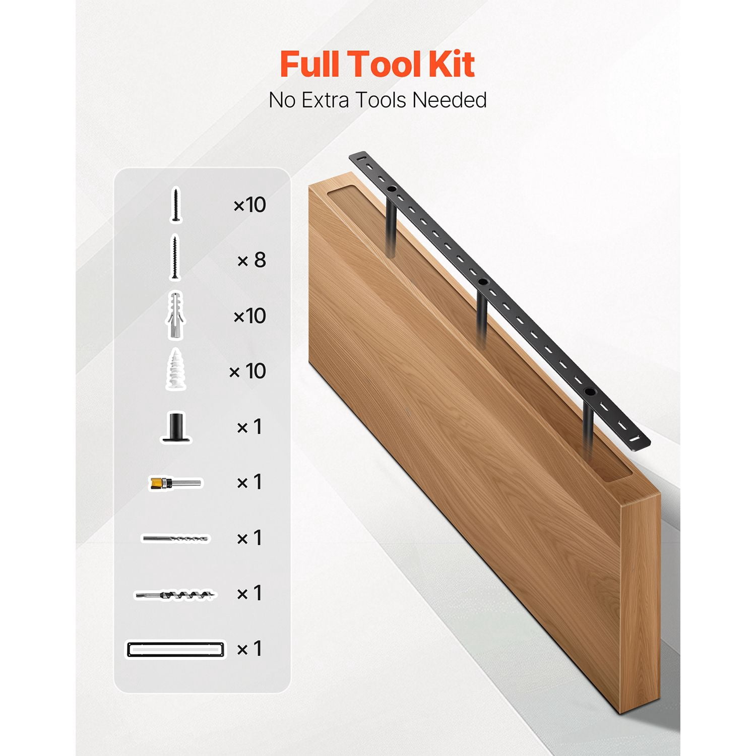 Heavy Duty Floating Shelf Brackets, Concealed Design, Supports up to 190 lbs, Rust-Resistant Steel, 16-46 Inch Sizes, for Living Room, Kitchen, Bedroom & Garage