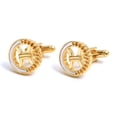 thumbnail image 1 of Gemelos de lujo con forma de concha redonda hueca chapada en oro para hombre, 1 of 3