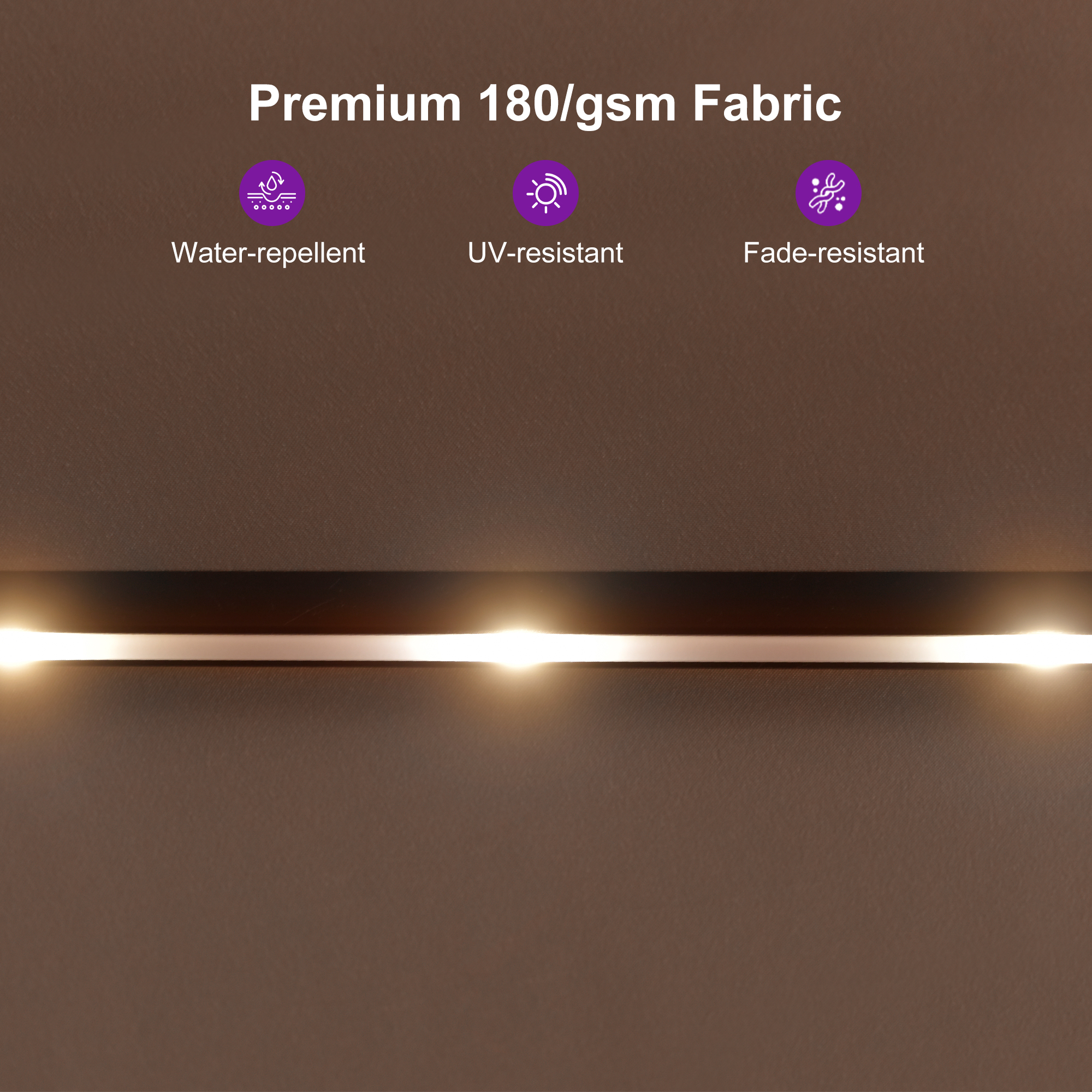 PURPLE LEAF 13ft Market Patio Umbrella with Solar LED and Base Double-Sided Sun Umbrellas for Pool Beach Deck Backyard Taupe