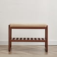 thumbnail image 4 of Hassch Solid Wood Shoe Bench with Beige Cushion, Entryway Bench with Storage Shelf, Shoe Rack Organizer, 23.62"L x 11.82"W x 16.54"H (Walnut), 4 of 9