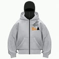 thumbnail image 2 of Towmus Womens Halloween Pumpkin Print Balaclava Zip-Up Hoodie Double Layer Hoodie Hip Hop Outerwear Jacket Y2K Clothing, 2 of 5