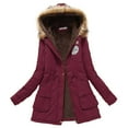 thumbnail image 1 of Women Solid Color Coat Button Down Overcoat Warm Winter Overcoat Long Sleeve Cardigan Fluffy Jacket Windproof Outer Coat, 1 of 5