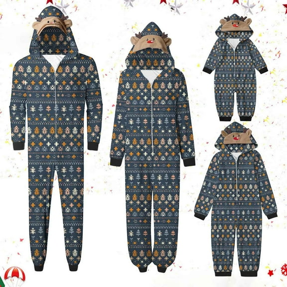 Odeerbi Christmas Onesie Pajamas for Family Holiday Sleep Jumpsuit Long Sleeve Family Christmas Pajamas Matching Sets Dad Fashion Lattice Print Plush Jumpsuit Sleepwear PJs Set Dark Gray