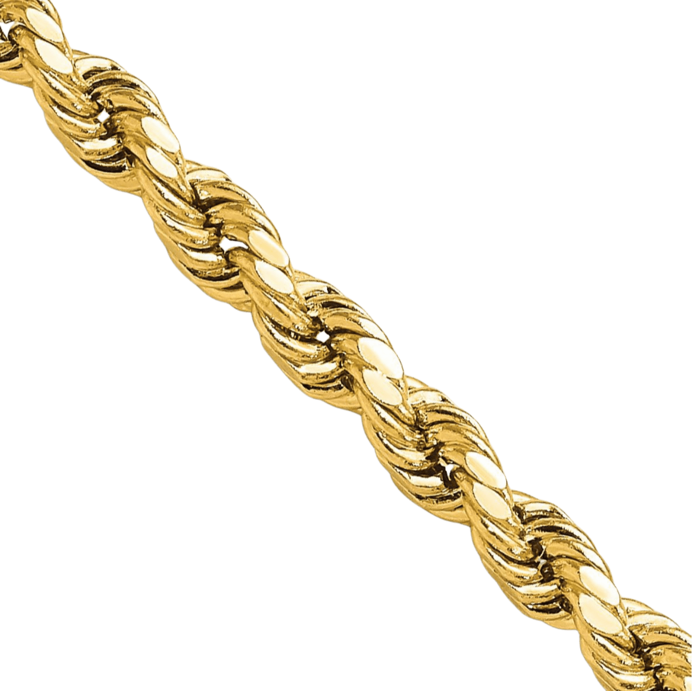 14K Solid Yellow Gold 4mm Rope Chain Twisted Link Necklace