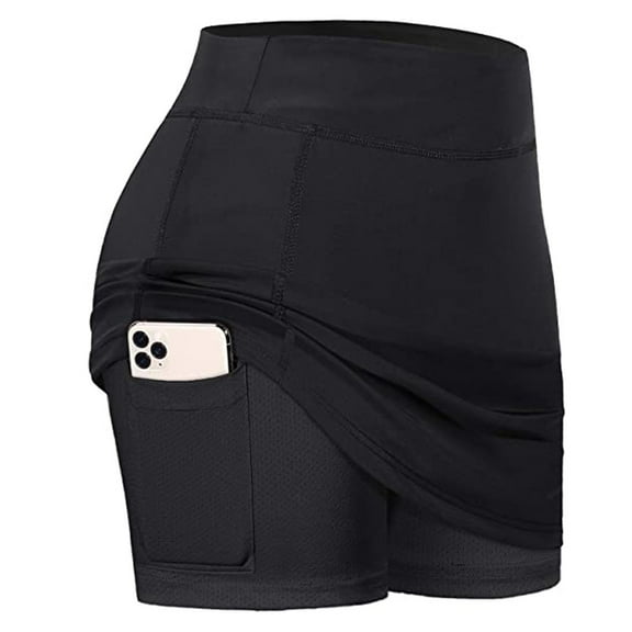 Patlollav Pants for Women's Tennis Skirts Run Yoga Inner Shorts Elastic Sports Golf Pockets Skorts