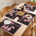 thumbnail image 5 of Galentine's Day Placemats Set of 4 Gnomes Pink Love Balloon Black Lattice Place Mats Indoor Wipeable Table Mats Washable Cloth Dining Table Placemats for Kitchen Holiday Party Home Decor 13x19 Inch, 5 of 9
