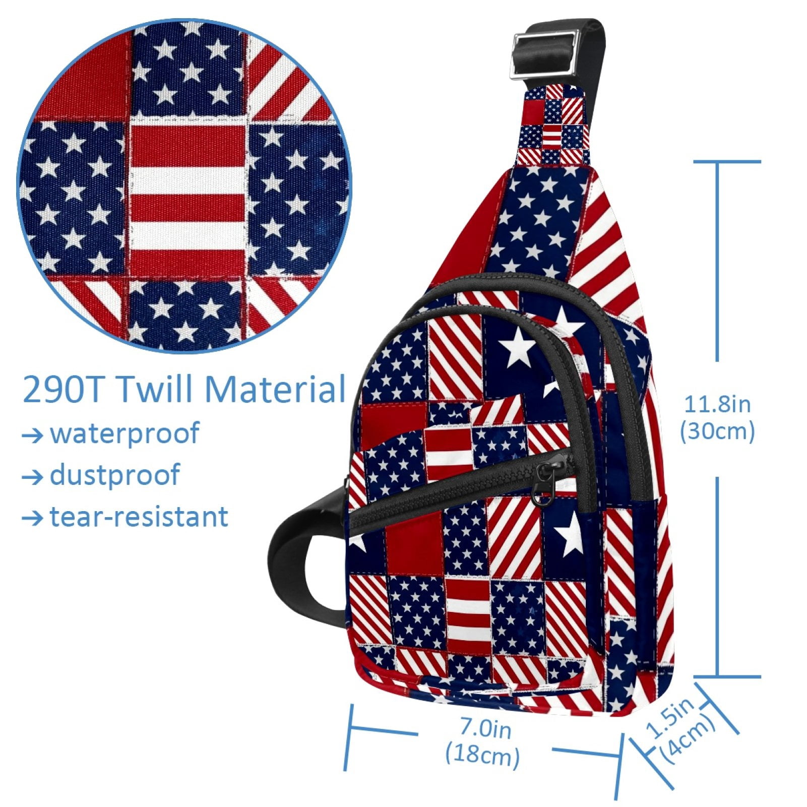 ERJLKXP Independence Day Usa Flag Small Mens Women Crossbody Chest Bag, Travel Over Shoulder Sling Bag Backpack Men Side Bag,Daypack