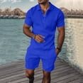 thumbnail image 2 of Rrunsv Men Vacation Outfits Sets Men's Shirt and Shorts Set Summer Outfits 2 Piece Fashion Casual Shirts Set Blue,XL, 2 of 4