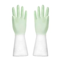 Djunllk Waterproof Rubber Gloves - Reusable Non-Slip Cleaning Gloves with Clear Long Cuff, Flexible Kitchen Gloves Dishwashing Gloves for Kitchen & Bathroom Cleaning