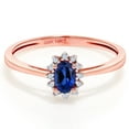 thumbnail image 2 of Gem Stone King 0.48 Ct Oval Blue Created Sapphire White Diamond 18K Rose Gold Ring (Size 8), 2 of 3