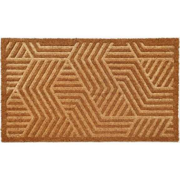 HomeRoots 572260 18 x 30 in. Beige & White Coir Outdoor Door Mat