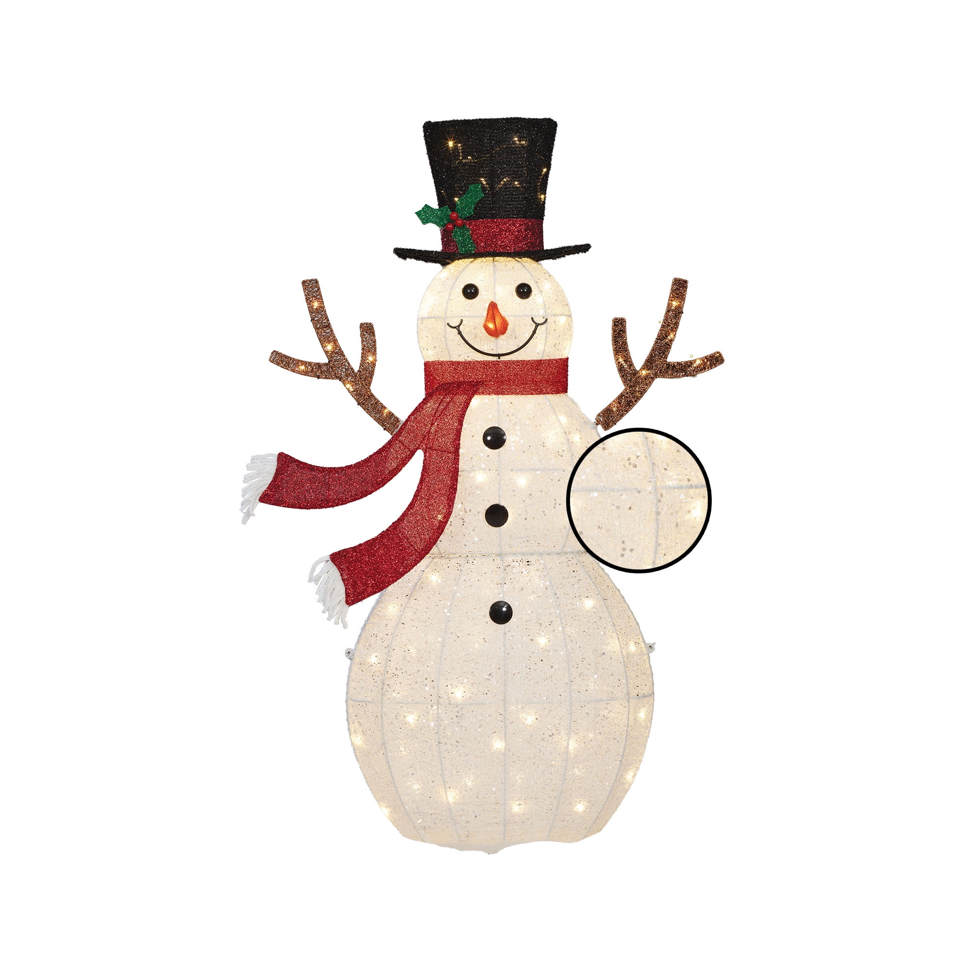 Holiday Time 48" Light-up Glittering Thread Snowman, with 105 Warm White LED Lights