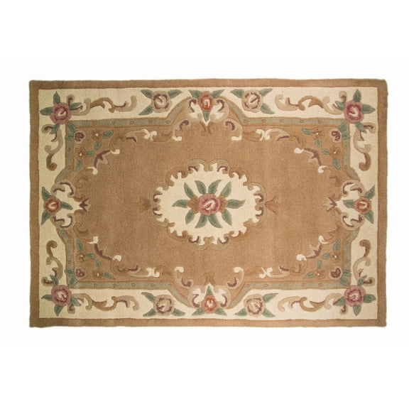 Beige Large Woolen 5x8 ft Area Rug by MystiqueDecors Hand-Tufted Wool Carpet Living Room Bedroom Dining Room Rugs Canvas Backing