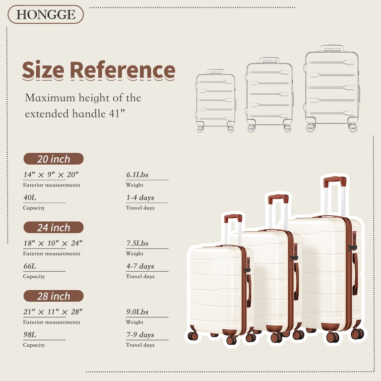 HONGGE 3pcs Luggage Sets PC+ABS Hard Shell Suitcase Set - Walmart.com