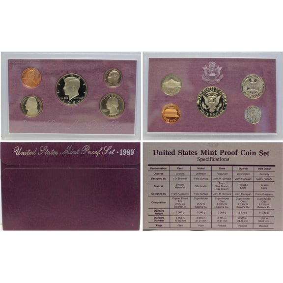 1989 Proof Set - U.S. Mint 5-Coin Set - Brilliant Late-80s Proofs