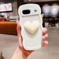 thumbnail image 3 of for Google Pixel 7A Case 6.1" 3D Kawaii Love Heart Cute Curly Wavy Clear Transparent Cream Color Non-Slip Soft Silicone Bumper Shockproof Protective Pixel 7A Phone Case for Women (White), 3 of 6