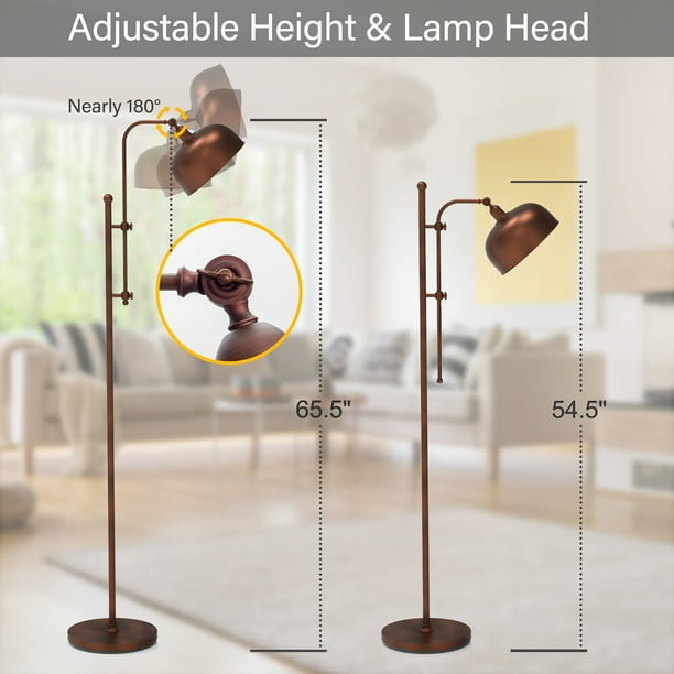 Costway Industrial Floor Lamp Standing Pole Light w Adjustable