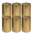 thumbnail image 5 of Hyoola 2.4 x 4 inch Metallic Antique Gold Unscented European Made Pillar Candles, Paraffin Wax with Cotton Wicks, 6-Pack, 5 of 9