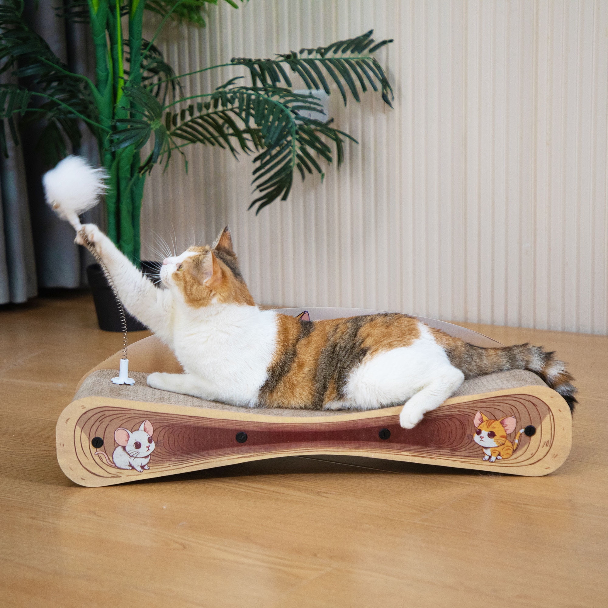 COZIWOW 2-in-1 Cardboard Cat Scratcher Bed & Lounger Scratching Post  Reversible Scratching Board Pad for Cats