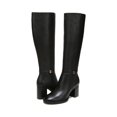 thumbnail image 2 of Sam Edelman Elsy Black Leather Stacked Block Heel Knee High Retro Dress Boots (BLACK, 5.5), 2 of 6