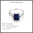 thumbnail image 5 of Gem Stone King 2.48 Cttw Blue Sapphire and White Diamond 3-Stone Ring for Women | 925 Sterling Silver | Gemstone Birthstone | Emerald Cut 9X7MM and Round 2MM (Size 6), 5 of 5