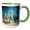 Green/White, variant on 3drose, Little Mermaid Meets the Seahorse, 15oz Two-tone Blue Mug