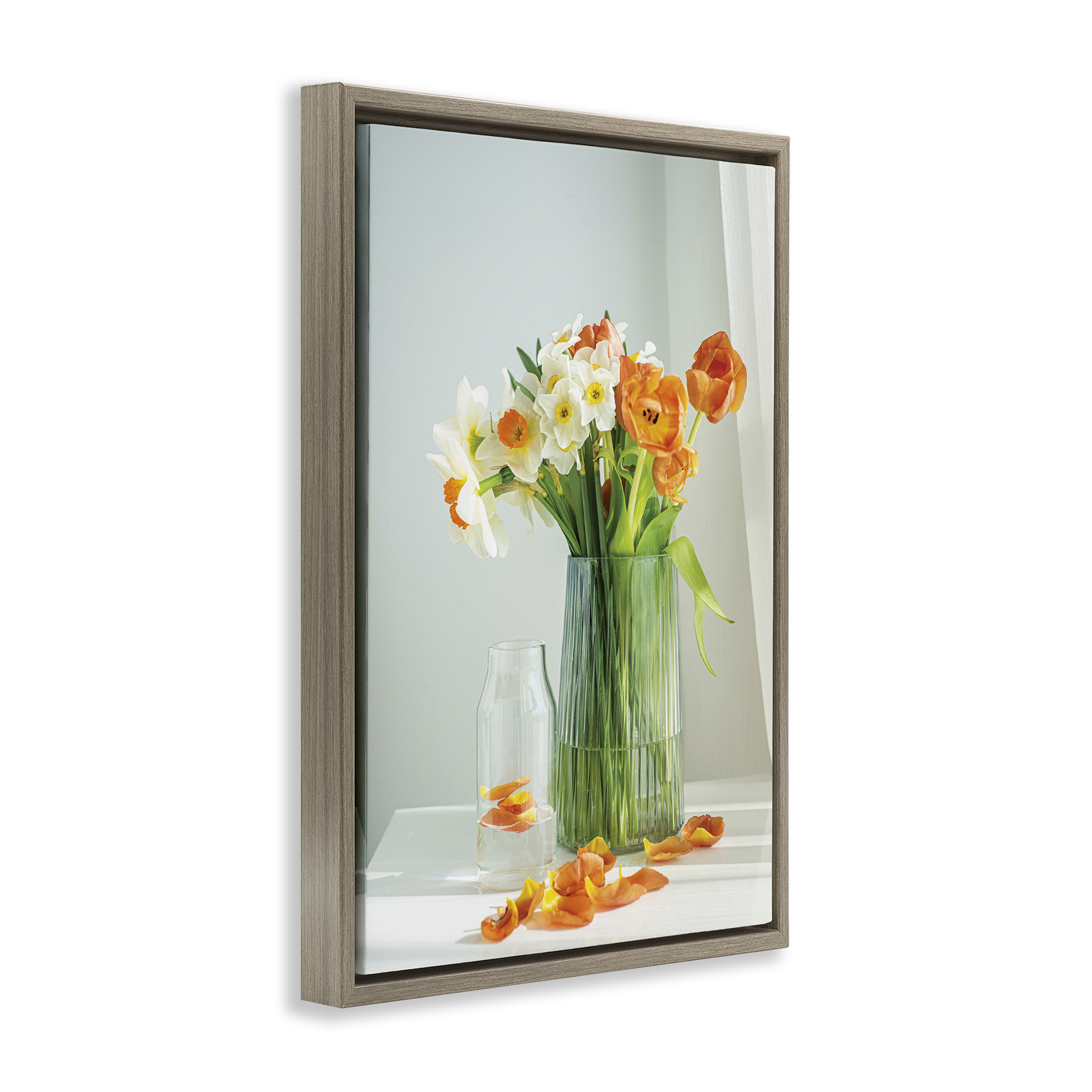 Stupell Industries Daffodil Still Life Botanical & Floral Photography Brown Floater Framed Art Print Wall Art, 21 x 31