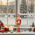 thumbnail image 2 of KALLORY Christmas Soldier Decor: 38cm Tall Wooden Nutcracker Puppet Figure - Classic Red New Year Figurine for Windowsill Festive Table Centerpieces, 2 of 10