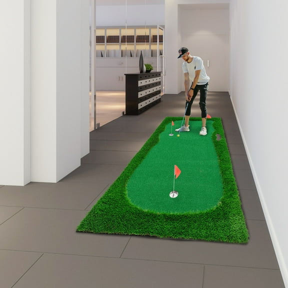 Complete Golf Sets, 10x5 FT Golf Putting Green, Golf Training Mat with High-quality Turf, 3 Holes, 3 Flags and Cups for Indoor Outdoor, Green Golf Clubs Sets,Rubber Women's Golf Clubs Sets