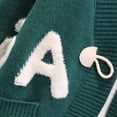 thumbnail image 5 of JIAYUE Women Knit Cardigan V‑Neck Letter Applique Long Sleeve Drop Shoulder Sweater Fashion Top for Outdoor Wear, 5 of 8