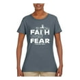 thumbnail image 2 of Wild Bobby, Faith Over Fear Psalm 118:6 White, Inspirational/Christian, Women Graphic Tee, Charcoal, X-Large, 2 of 3