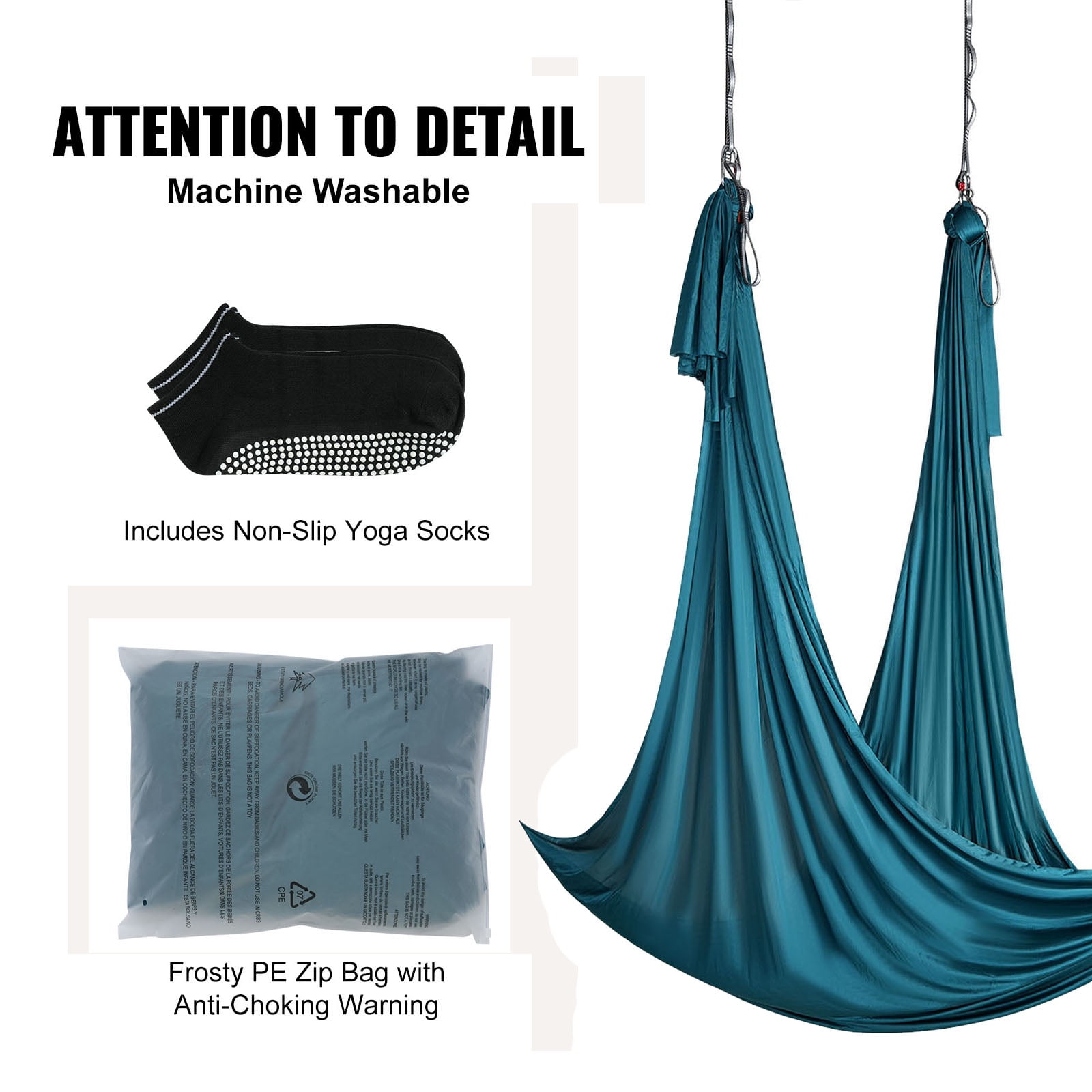VEVOR Aerial Yoga Hammock & Swing,5.5 Yards, Aerial Yoga Starter Kit with 100gsm Nylon Fabric, Full Rigging Hardware & Easy Set-up Guide, Antigravity Flying for All Levels Fitness Bodybuilding,Green