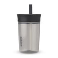 thumbnail image 1 of Vaso Owala Kids de plástico sin BPA, 450 ml, con pajita negra y gris, 1 of 5