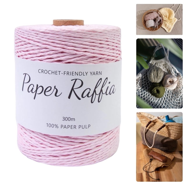 Cinta papel rafia, cuerda papel, regalos, cinta rafia suave, manualidades, para tejer a crochet, bolsos, cestas nido, , Rosa claro