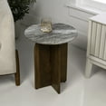 thumbnail image 3 of JONATHAN Y Naomi 18" Rustic Minimalist Marble/Wood X-Base Accent Table, White Marble/Honey Wood, END5002B, 3 of 7