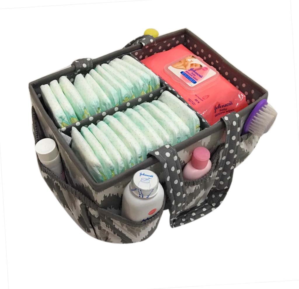 Bacati - Mix N Match Ikat Chevron/Dots Nursery Storage Items, Grey