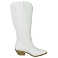 thumbnail image 2 of Soda Women Cowgirl Cowboy Western Stitched Boots Pointy Toe Knee High White 7, 2 of 3