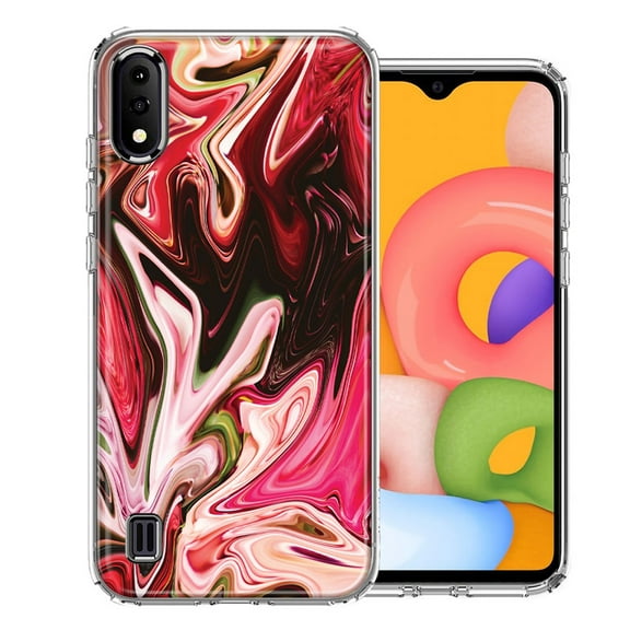 MUNDAZE For Samsung A01 Pink Abstract Design Double Layer Phone Case Cover