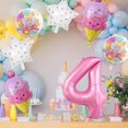 thumbnail image 4 of Globos de helado con el número 4 de color rosa para decoración de fiestas, 4 of 7