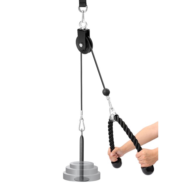 Graflsoa 360° Rotating Pulley System for Arm Strength Training - Adjustable 2M Cable for Bicep, Tricep, and Abdominal Workouts - Heavy-Duty Home Gym Equipment (F054B)