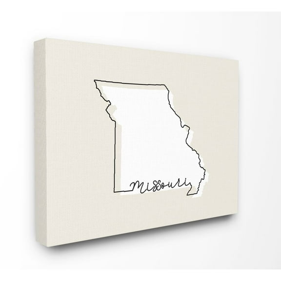 Stupell Industries Missouri Home State Map Neutral Print Design Canvas Wall Art by Daphne Polselli