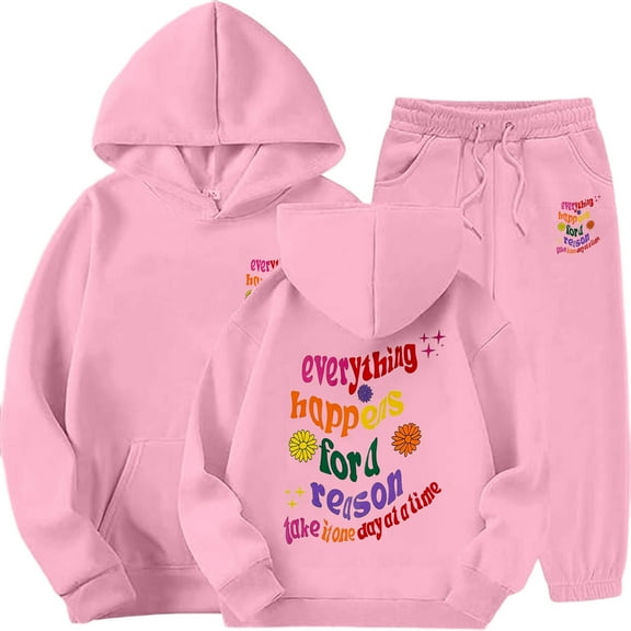 SGMVNU Girls Sweatsuit Set 2 Piece Outfits Boys Hooded Sweatshirt and Jogger Sweatpants Tracksuit Clothing Set, Size 10-11 Years, Pink
