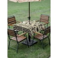 thumbnail image 4 of Outdoor Tablecloth with Umbrella Hole for Patio/Picnic/Party/Camping, Black Khaki Boho Waterproof Table Cloth Square Cover Washable, Vintage Ethnic Tribe Abstract Art Retro (54"x 54"), 4 of 8