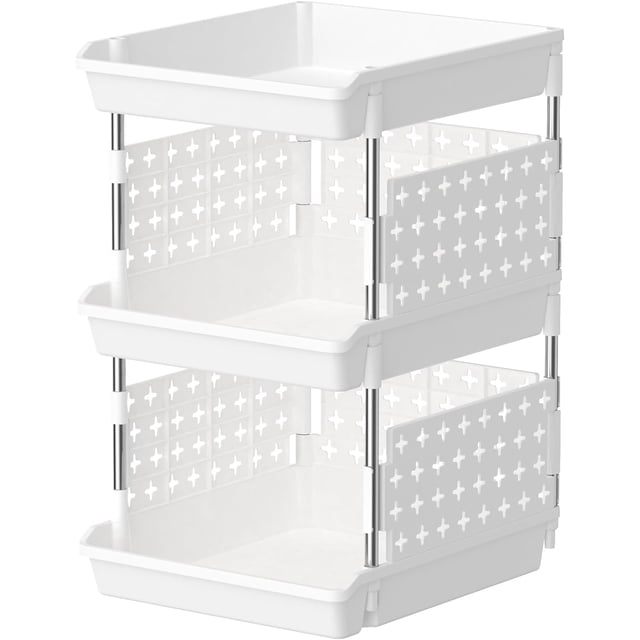 Organizador Apilable de 4 Niveles en Plástico, Estantería Multiusos para Hogar