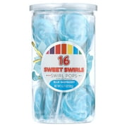 Hilco Sweet Swirls Blue Raspberry Flavored Lollipops, 16 Count Tub