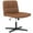 Brown, variant on GVN Armless Chairs,PU Leather Upholstered Cross-legged Office Chair with Oversized U-shaped Seat for Home Office Make Up-Beige