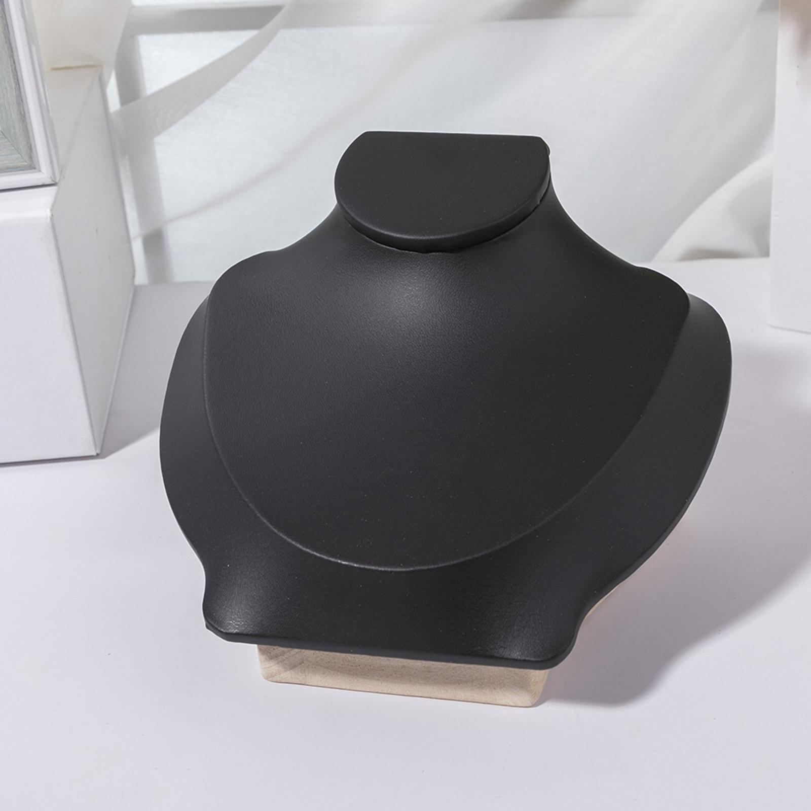Milageto Jewelry Bust Wood Display Necklace Mannequin for Retail Stores Women Bedroom Black