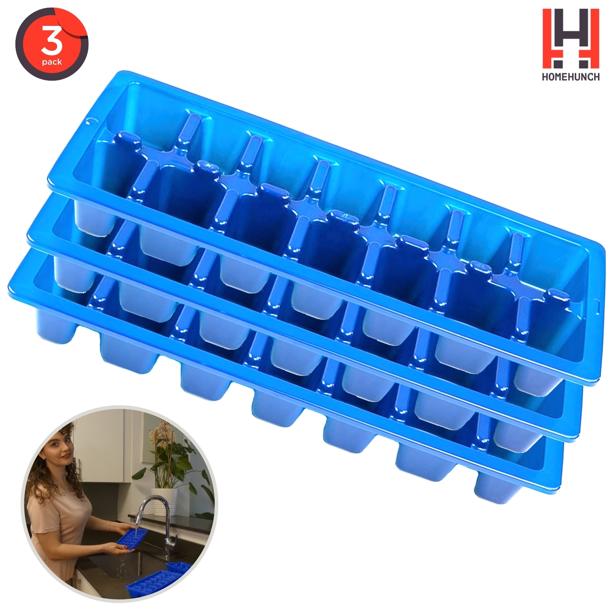 HomeHunch 3 Pack Ice Cube Tray For Freeze trays Super Cubes Freezer ...